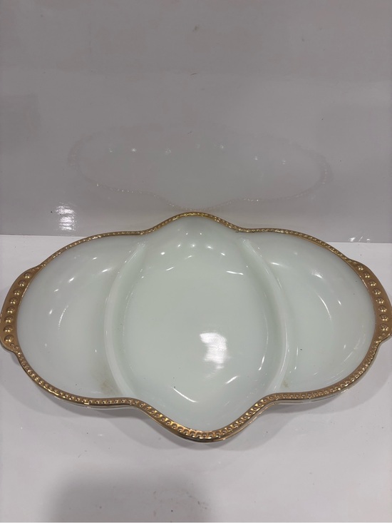 federal glass Other - Vintage federal glass milk glass and gold divided tray made in USA relish tray